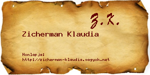 Zicherman Klaudia névjegykártya